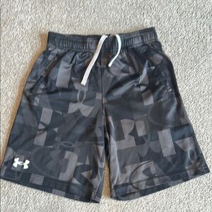 Under Armour Black Geometric Print Shorts, Youth, Medium